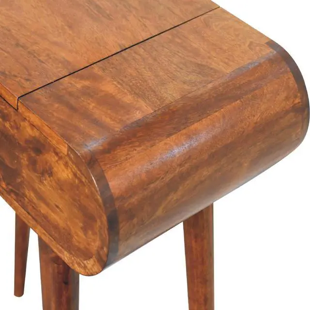 Alt view image 6 of 7 - Solid Wood Mini Round Chestnut Fold Vanity, 4-compartements, Brown