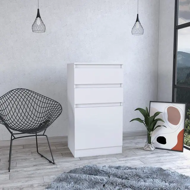 Main image of Kamelot Dresser With Jewelry Box, Single Door Cabinet, Mirror, Two Drawers -White