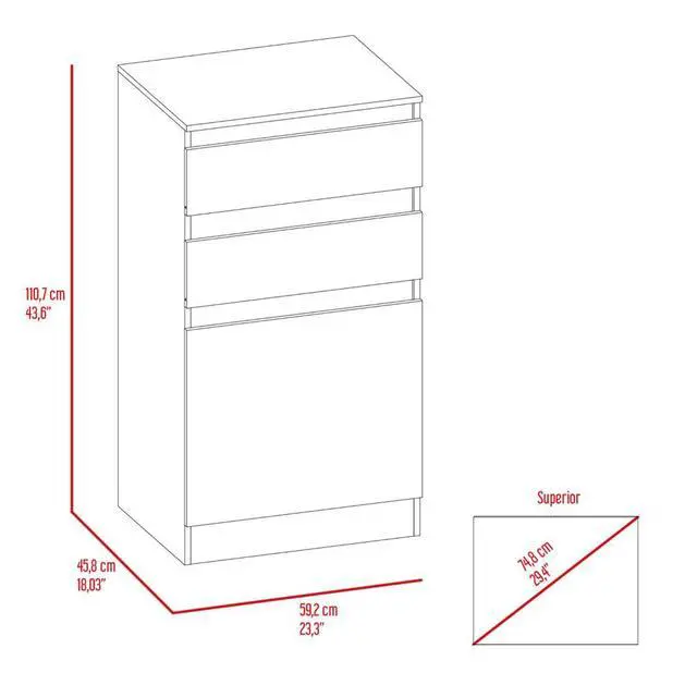 Alt view image 6 of 7 - Kamelot Dresser With Jewelry Box, Single Door Cabinet, Mirror, Two Drawers -White