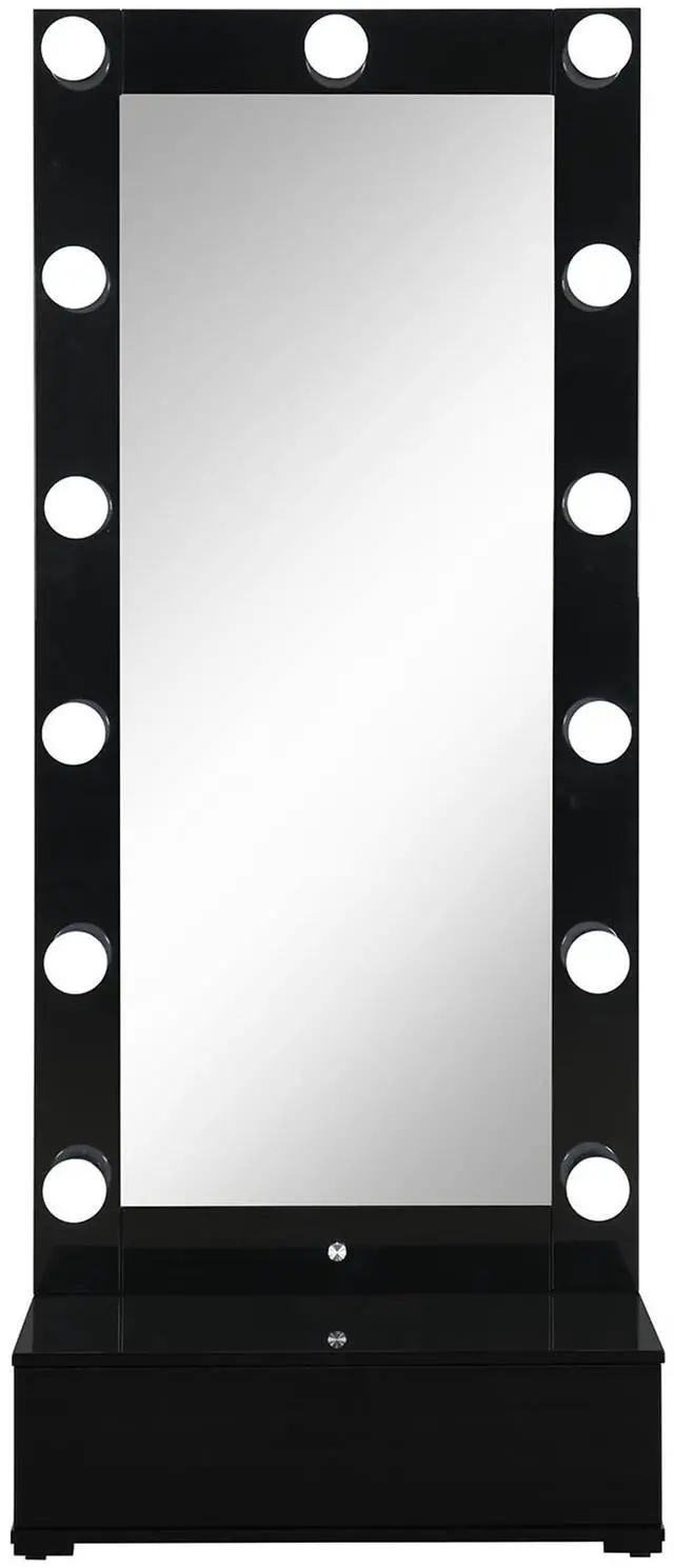 Main image of ELISA BLACK NARROW TALL MIRROR WITH SPEAKER AND DRAWER