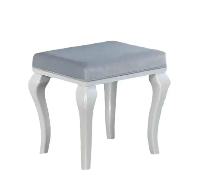Alt view image 6 of 7 - Glam Style 1pc Vanity w/ Padded Stool Set 8mm Glass Top Storage Drawers LED On Mirror Luminous White Finish Bedroom Furniture