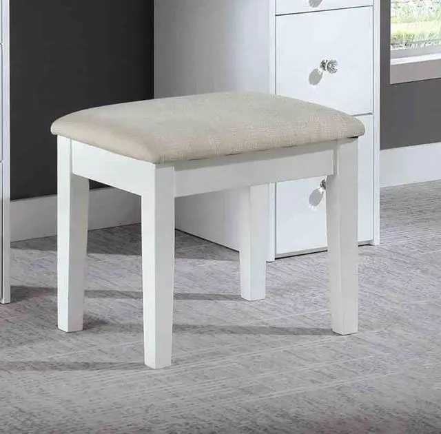 Alt view image 3 of 7 - Contemporary Style 1pc Vanity Set 3mm Mirror LED Lights Storage Drawers Wooden Glides White Finish Stool Included Bedroom Furniture