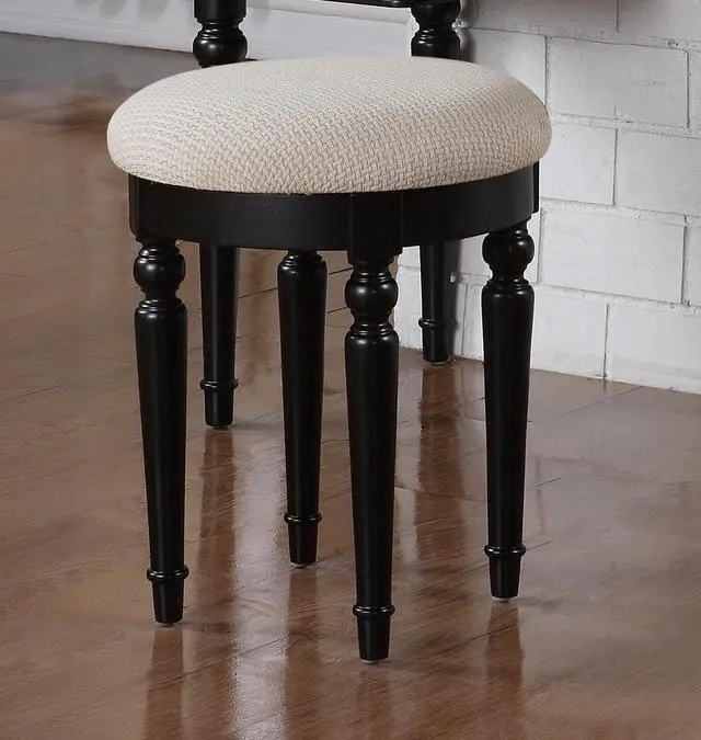 Alt view image 4 of 7 - Bedroom Contemporary Vanity Set w Foldable Mirror Stool Drawers Black Color
