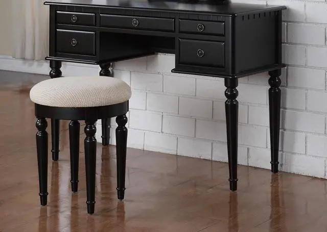 Alt view image 3 of 7 - Bedroom Contemporary Vanity Set w Foldable Mirror Stool Drawers Black Color