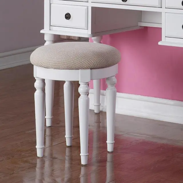 Alt view image 3 of 7 - Bedroom Contemporary Vanity Set w Foldable Mirror Stool Drawers White Color