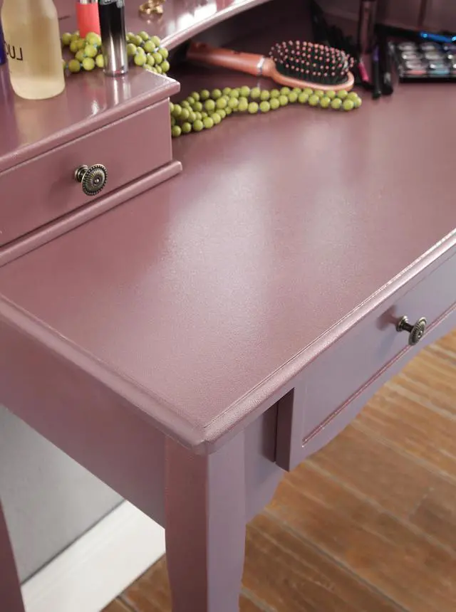Alt view image 5 of 7 - Sanlo Wooden Vanity Make Up Table and Stool Set, Rose Gold