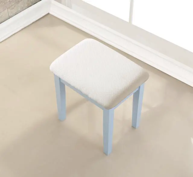 Alt view image 3 of 6 - Moniys Wood Moniya Makeup Vanity Table and Stool Set, Blue