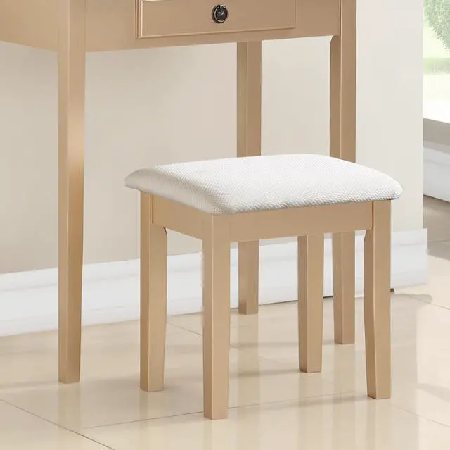 Alt view image 5 of 7 - Moniys Wood Moniya Makeup Vanity Table and Stool Set, Gold