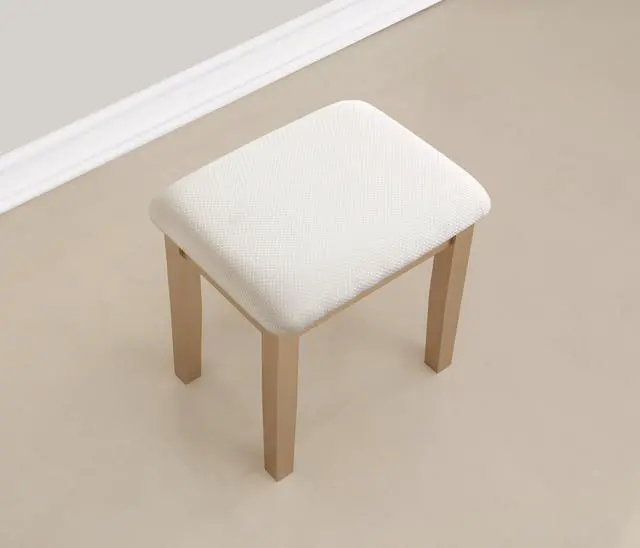 Alt view image 3 of 7 - Moniys Wood Moniya Makeup Vanity Table and Stool Set, Gold