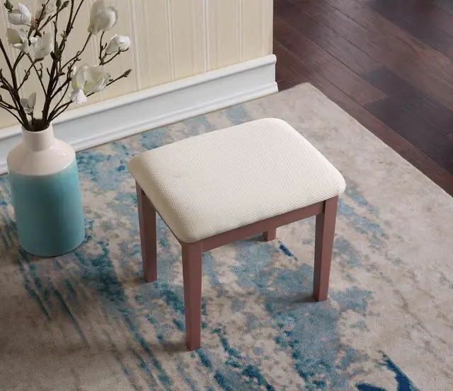 Alt view image 4 of 6 - Moniys Wood Moniya Makeup Vanity Table and Stool Set, Rose Gold