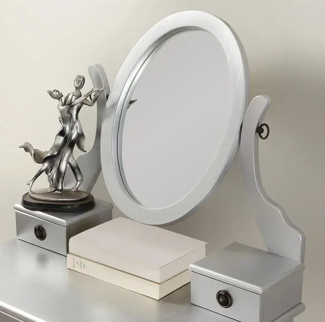 Alt view image 5 of 6 - Moniys Wood Moniya Makeup Vanity Table and Stool Set, Silver