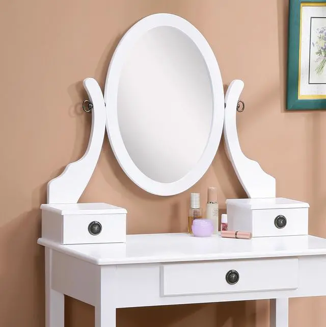 Alt view image 3 of 7 - Moniys Wood Moniya Makeup Vanity Table and Stool Set, White