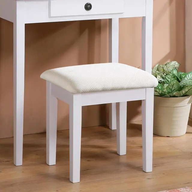 Alt view image 4 of 7 - Moniys Wood Moniya Makeup Vanity Table and Stool Set, White
