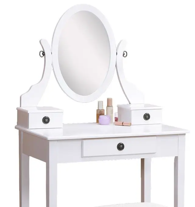Alt view image 6 of 7 - Moniys Wood Moniya Makeup Vanity Table and Stool Set, White