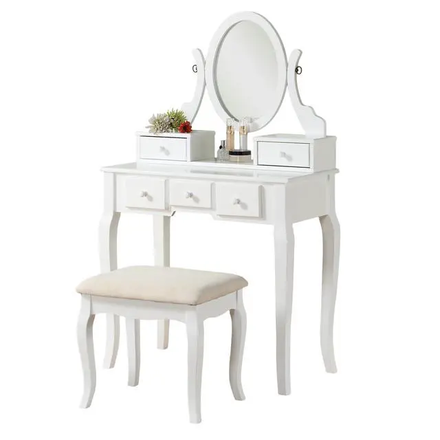 Alt view image 5 of 7 - Ashley Wood Make-Up Vanity Table and Stool Set, White
