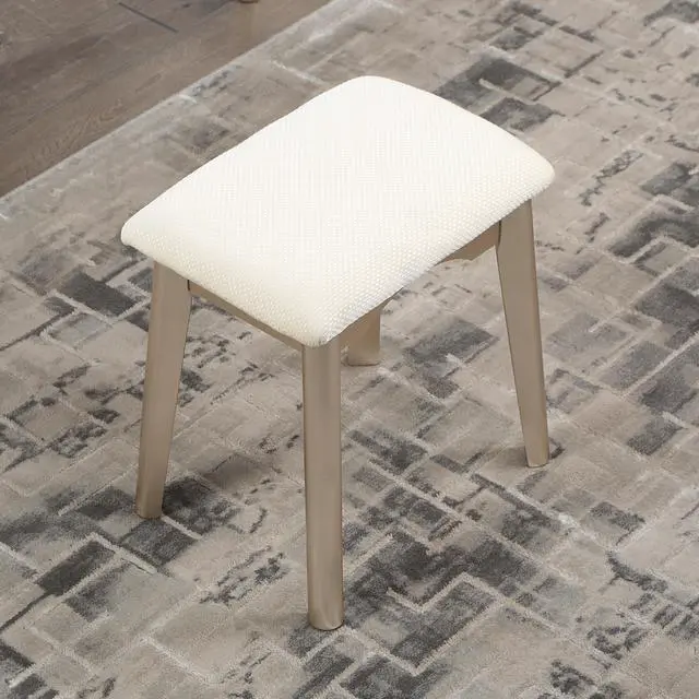 Alt view image 5 of 7 - Maly Contemporary Wood Vanity and Stool Set, Gold