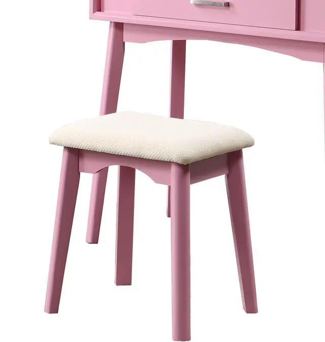 Alt view image 6 of 7 - Maly Contemporary Wood Vanity and Stool Set, Pink