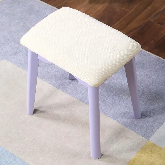 Alt view image 5 of 7 - Maly Contemporary Wood Vanity and Stool Set, Purple