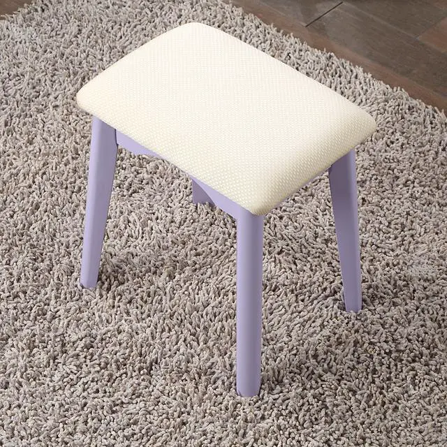 Alt view image 5 of 7 - Liannon Contemporary Wood Vanity and Stool Set, Purple
