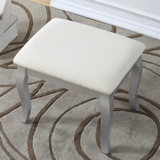 Alt view image 5 of 7 - Ashley Wood Make-Up Vanity Table and Stool Set, Silver