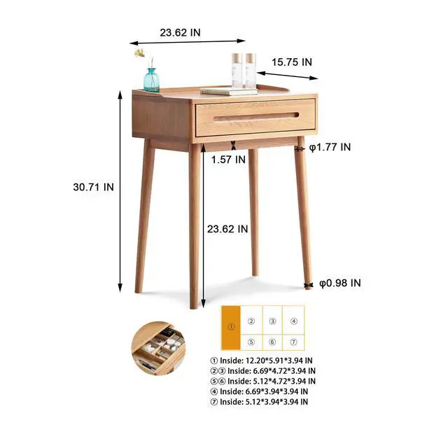 Alt view image 3 of 7 - Dresser Bistro Table dresser 100% solid table table desk top table dresser compact dresser accessories storage width 60cm storage drawer natural wood natural