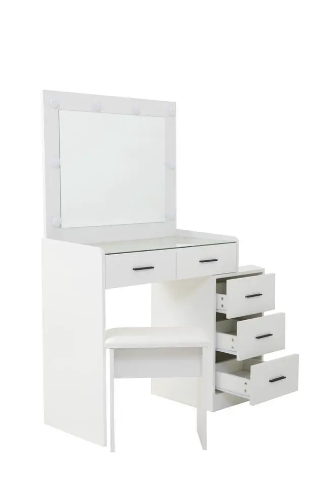 Alt view image 6 of 6 - White color adjustable dressing table with 5 drawers