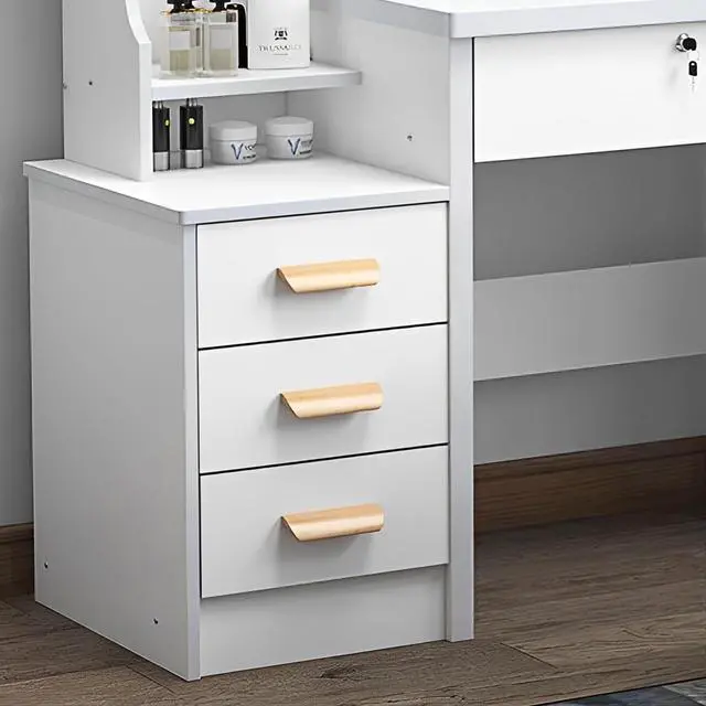 Alt view image 6 of 7 - Fashion Vanity Desk with Mirror and Lights for Makeup and Chair, Vanity Mirror with Lights and Table Set with 3 Color Lighting Brightness Adjustable, 4 Drawers, White Color