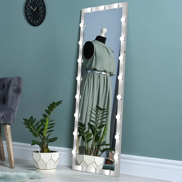 Alt view image 7 of 7 - Hollywood Full Length Mirror with Lights Full Body Vanity Mirror with 3 Color Modes Lighted Standing Floor Mirror for Dressing Room Bedroom Wall Mounted Touch Control Silver 63"x24"