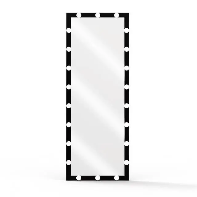 Alt view image 7 of 7 - Hollywood Full Length Mirror with Lights Full Body Vanity Mirror with 3 Color Modes Lighted Standing Floor Mirror for Dressing Room Bedroom Wall Mounted Touch Control Black 63x24inch