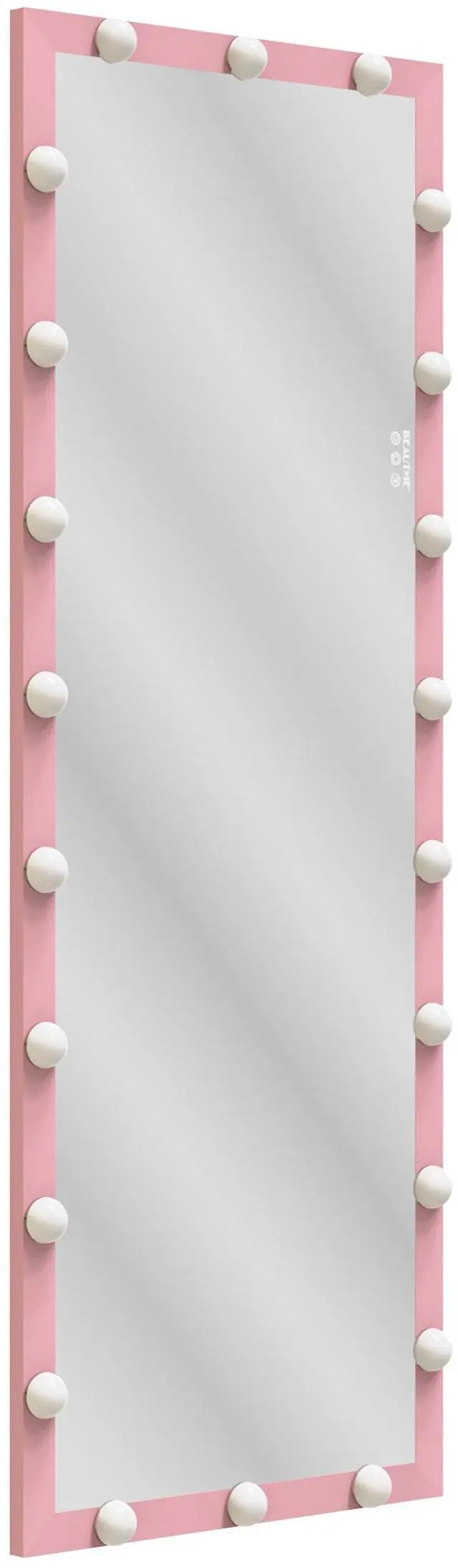 Main image of Hollywood Full Length Mirror with Lights Full Body Vanity Mirror with 3 Color Modes Wall Lighted Standing Floor Mirror for Dressing Room Bedroom Hotel Touch Control Pink 62.6"x23.3"