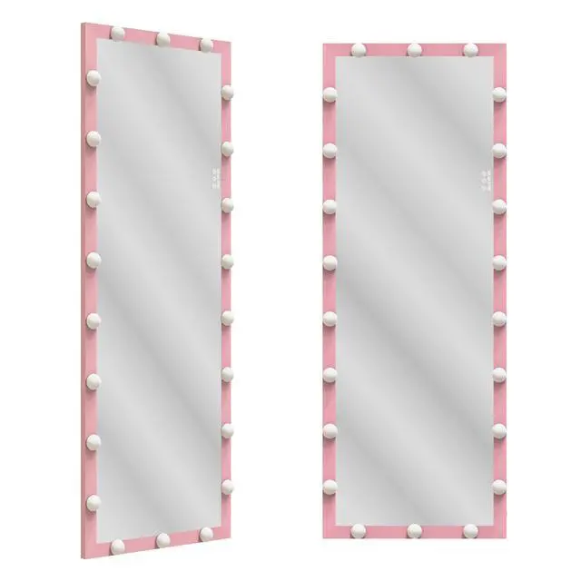 Alt view image 5 of 7 - Hollywood Full Length Mirror with Lights Full Body Vanity Mirror with 3 Color Modes Wall Lighted Standing Floor Mirror for Dressing Room Bedroom Hotel Touch Control Pink 62.6"x23.3"