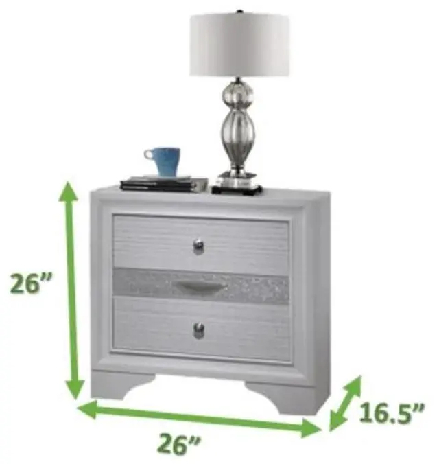 Alt view image 3 of 4 - Matrix Traditional 2 Drawer Nightstand Made With Wood In White