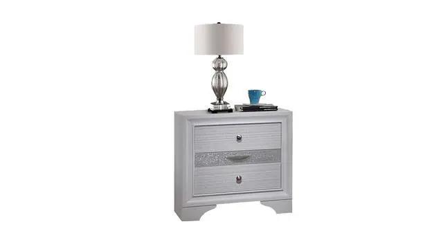 Alt view image 2 of 4 - Matrix Traditional 2 Drawer Nightstand Made With Wood In White