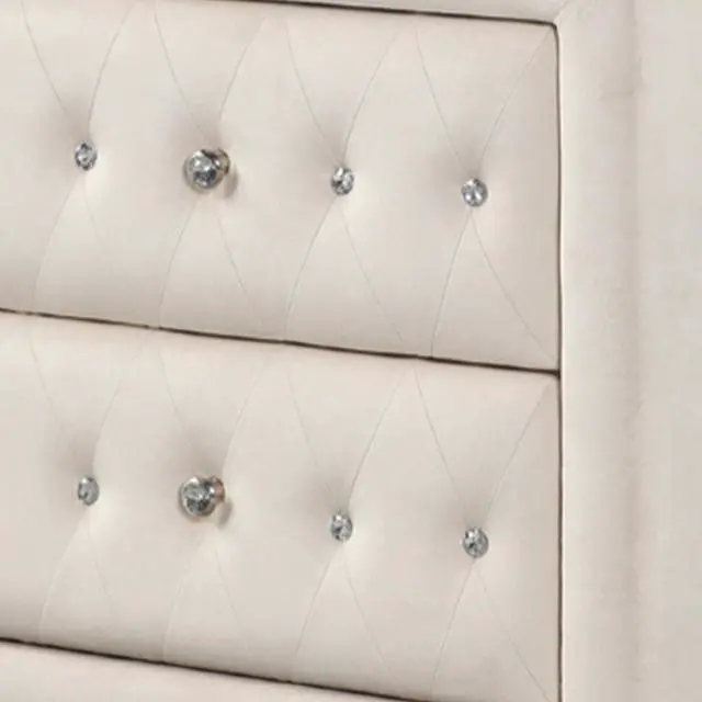 Alt view image 6 of 6 - Sophia Modern Style Crystal Tufted 2-Drawer Nightstand Upholstered With Velvet Fabric Made With Wood In Cream