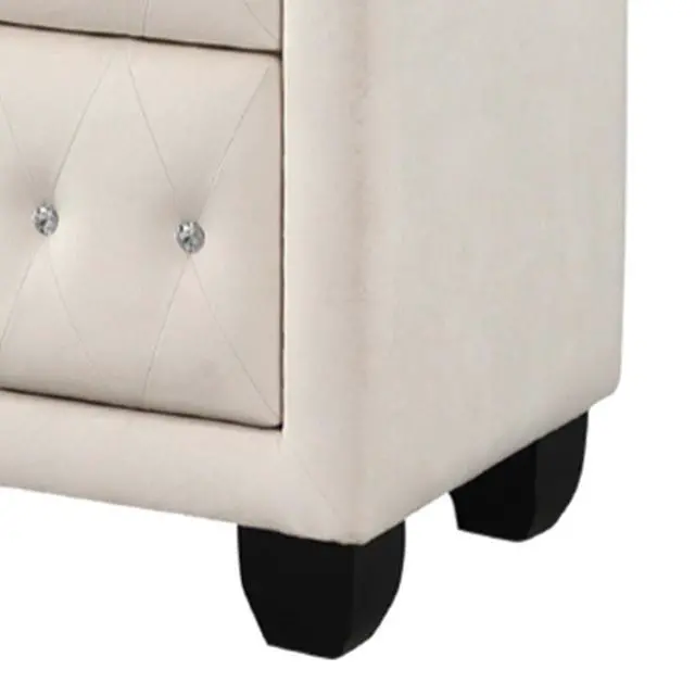 Alt view image 4 of 6 - Sophia Modern Style Crystal Tufted 2-Drawer Nightstand Upholstered With Velvet Fabric Made With Wood In Cream
