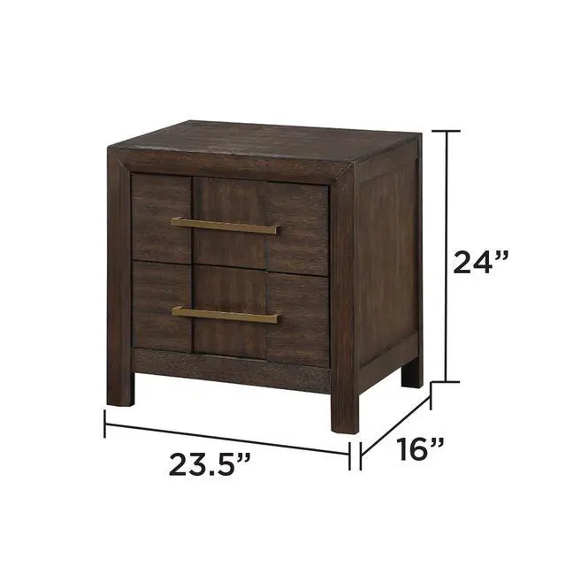 Alt view image 3 of 7 - Kenzo Modern Style 2-Drawer Nightstand Made With Wood In Walnut