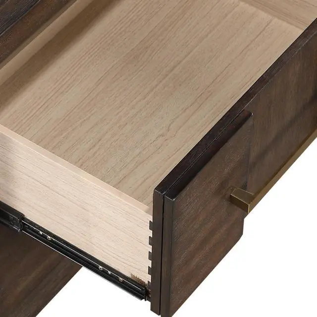 Alt view image 6 of 7 - Kenzo Modern Style 2-Drawer Nightstand Made With Wood In Walnut