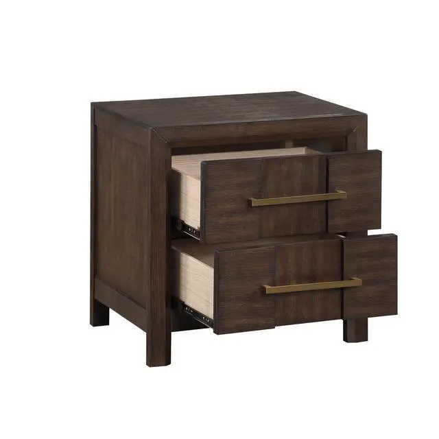 Alt view image 4 of 7 - Kenzo Modern Style 2-Drawer Nightstand Made With Wood In Walnut