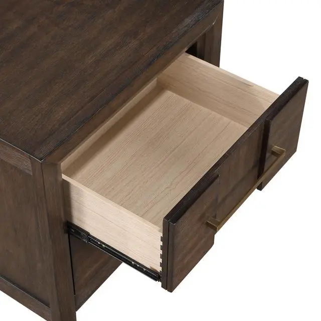 Alt view image 5 of 7 - Kenzo Modern Style 2-Drawer Nightstand Made With Wood In Walnut