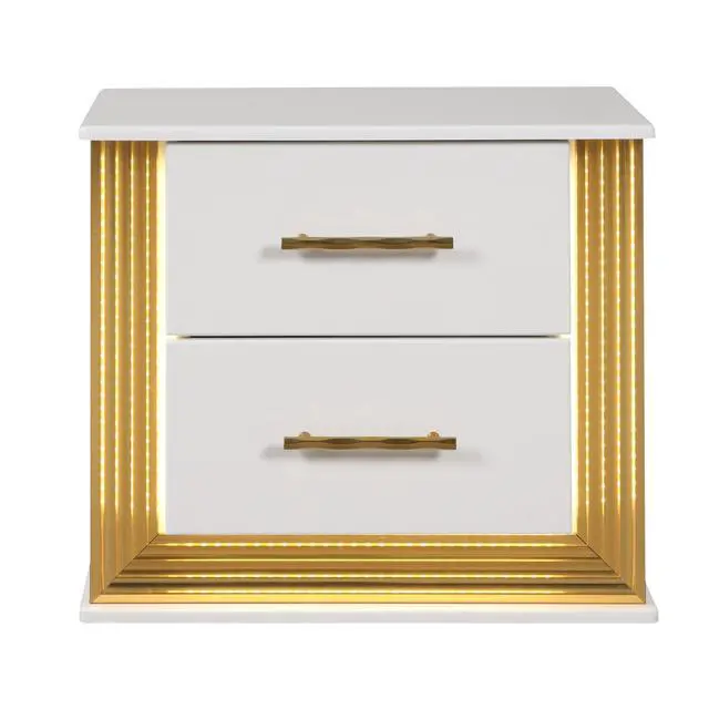 Alt view image 4 of 7 - Obsession Contemporary Style 2-Drawer Nightstand Made With Wood & Gold Finish