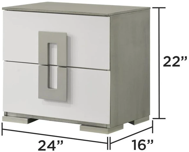 Alt view image 2 of 5 - Olivia Contemporary Style 2-Drawer Night Stand Made With Wood In White