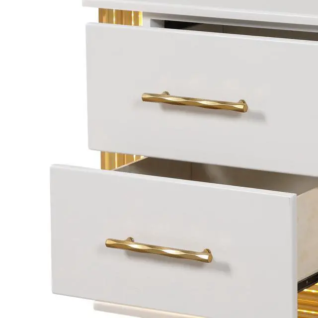 Alt view image 7 of 7 - Obsession Contemporary Style 2-Drawer Nightstand Made With Wood & Gold Finish