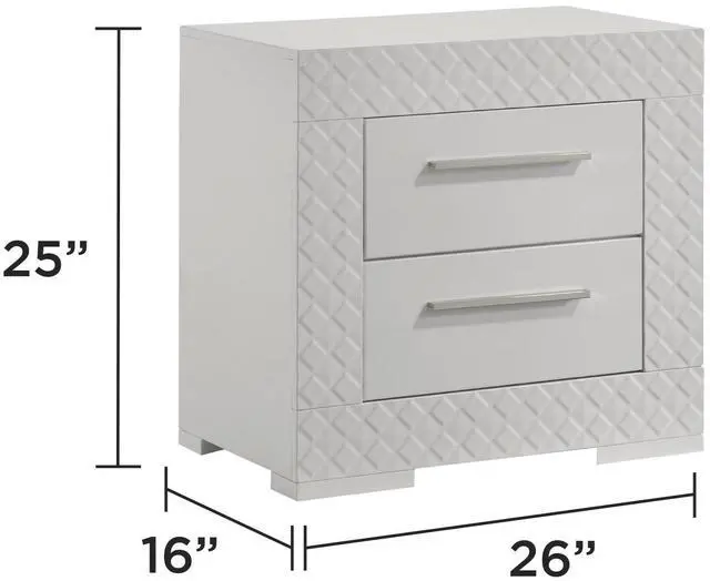 Alt view image 2 of 6 - Blanca Modern Style 2-Drawer Night Stand Made With Wood In White