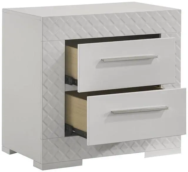Alt view image 3 of 6 - Blanca Modern Style 2-Drawer Night Stand Made With Wood In White