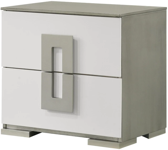 Alt view image 3 of 5 - Olivia Contemporary Style 2-Drawer Night Stand Made With Wood In White