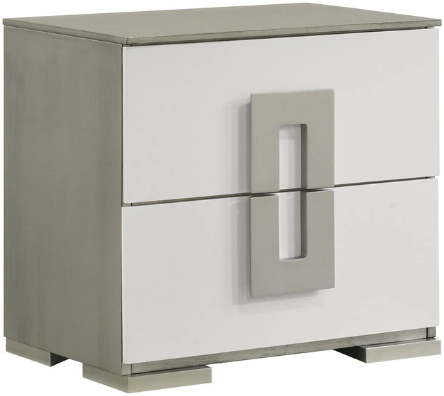 Alt view image 4 of 5 - Olivia Contemporary Style 2-Drawer Night Stand Made With Wood In White