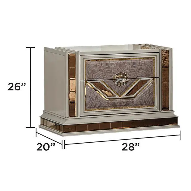 Alt view image 3 of 7 - Omari Modern Style 2-Drawer Night Stand Made With Wood And Gold Accents In Beige