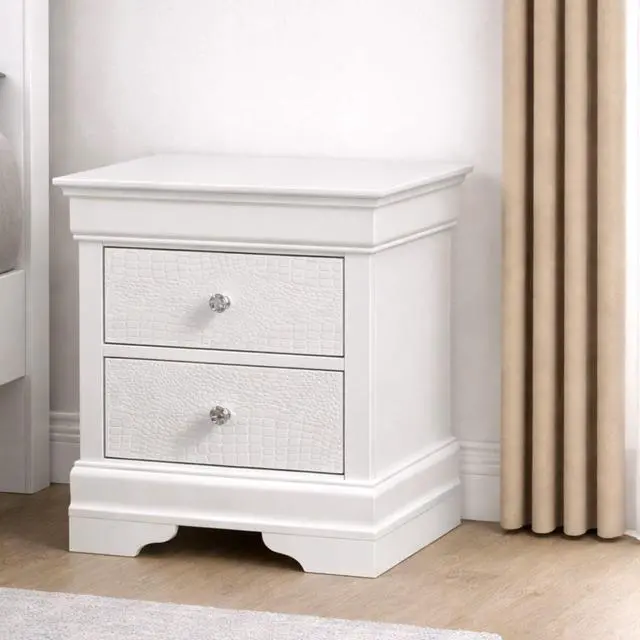 Alt view image 2 of 7 - Blaze Modern Style 2-Drawer Night Stand Made With Wood In White