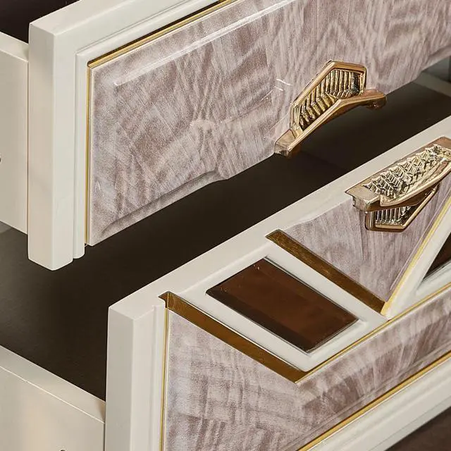 Alt view image 6 of 7 - Omari Modern Style 2-Drawer Night Stand Made With Wood And Gold Accents In Beige