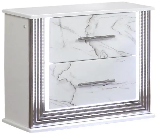 Main image of Desire Nightstand Marble-Inspired Drawer Fronts, Led Side Lighting, And Metallic Trim For Glamorous And Practical Bedside Storage